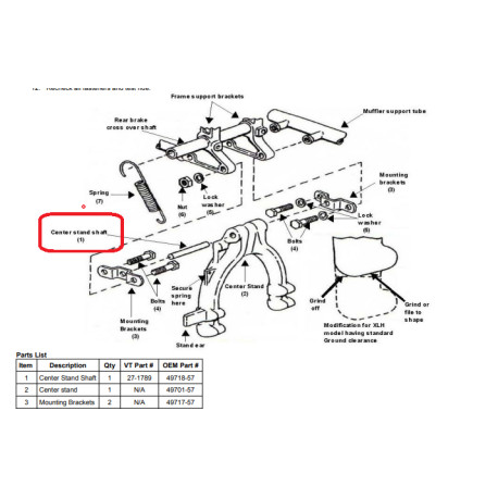 Axe de béquille Sportster K 52-56